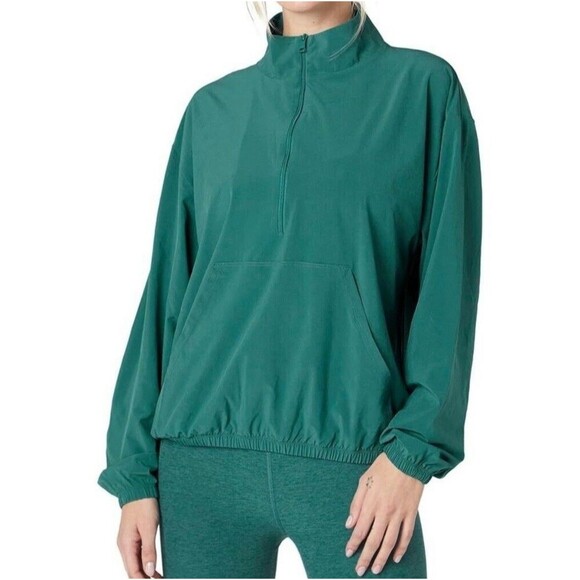 Beyond Yoga In Stride Half Zip Pullover Long Sleeve Top Green Women’s Small Gym - Picture 1 of 10
